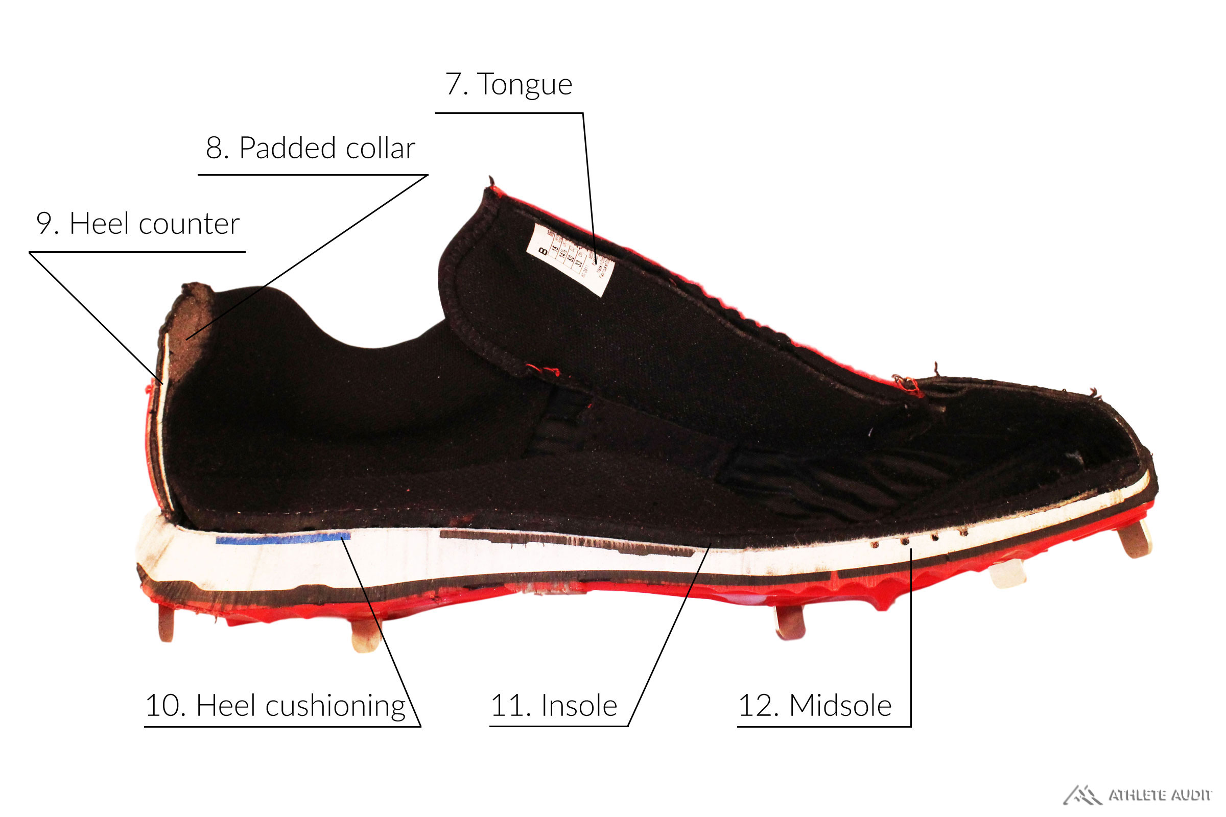Parts of a Baseball Cleat - Inside - Anatomy of an Athletic Shoe - Athlete Audit Parts of a Baseball Cleat - Inside - Anatomy of an Athletic Shoe - Athlete Audit